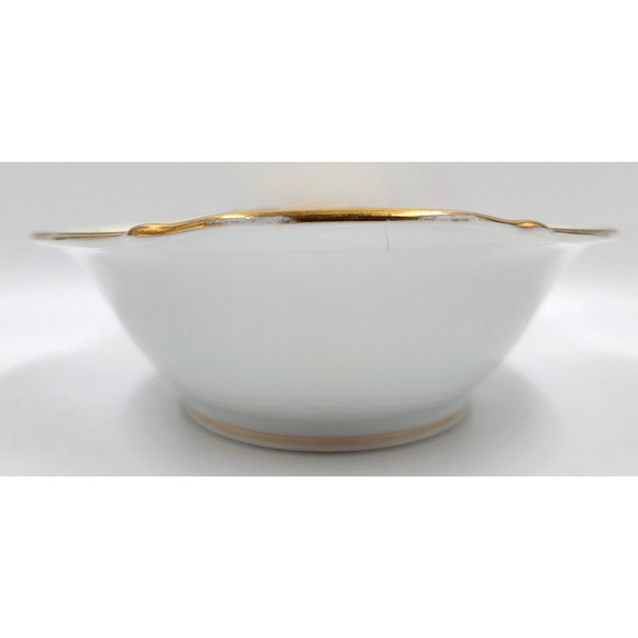 P.B. Japan Charm 11" Oval Serving Bowl Floral Scroll Gold Green Trim 1950s - Picture 7 of 9